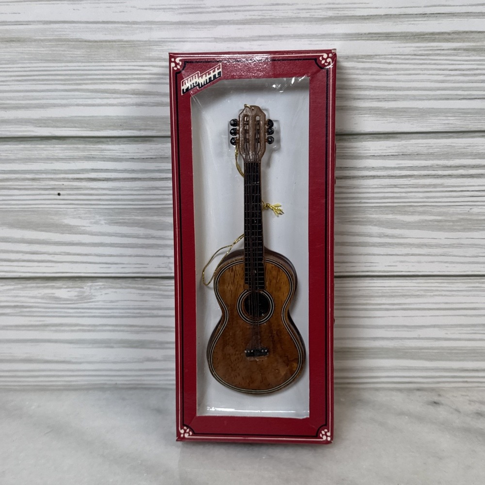 Pro-Mite Guitar Ornament Unisex OS Brown Excellent Handcrafted Wood Miniature